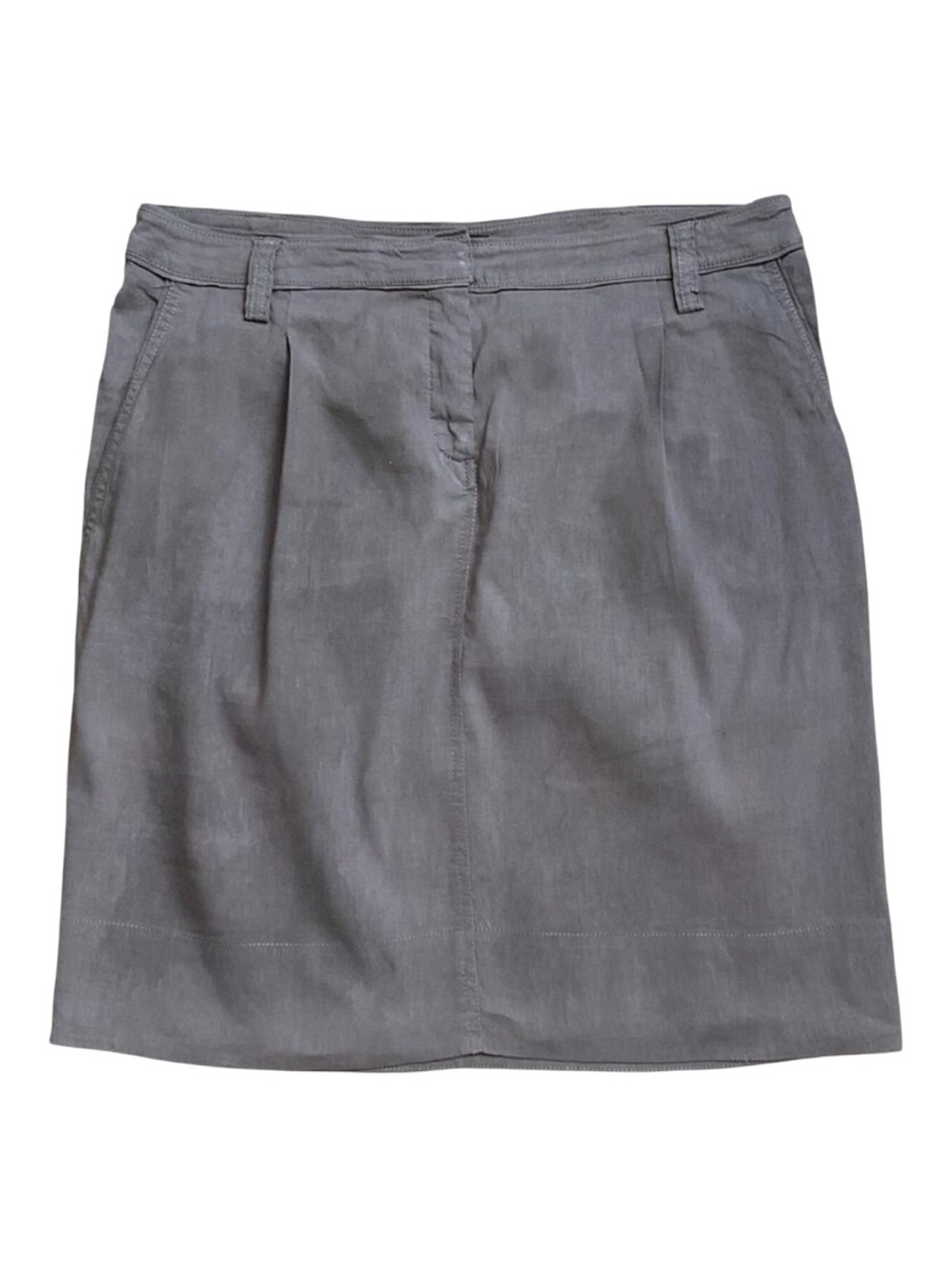 Eileen Fisher Skirt Womens Size 10 Taupe Linen Blend Pleated Pencil Pockets